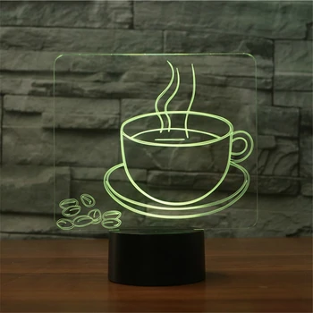 3D Nakts Gaisma kafijas tasi tējas Stila Luminaria Modes Lampas kafejnīca, restorāns, ēdināšana telpu Dekorēšana lampada led