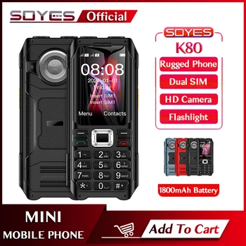 SOYES K80 GSM 2G Mobilo Telefonu 1800mAh Dual SIM Kartes Dubultā Lāpu Gaismiņu Skaļu Skaņu MP3 FM Vibrācijas Vecākais Mobilais
