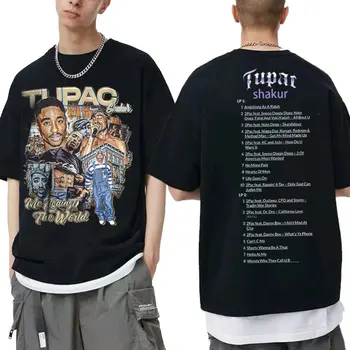 Rap Tupac 2Pac Shakur All Eyez on Me Albuma dziesmas vārdi Grafiskais T-krekli Vīriešu Lielgabarīta Gadījuma Hip Hop T Krekls Vīriešiem, Sievietēm Kvalitātes Tshirt