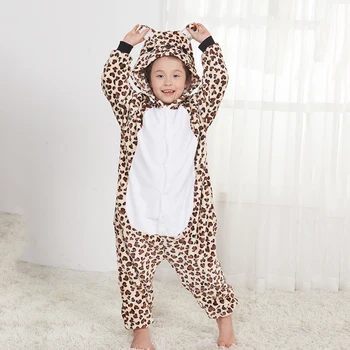 Leopards, Lācis, Bērnu Pidžamas Uzvalks Dzīvnieku Kigurumis Onesie Bērnu Sleepwear Flaneļa Mīkstas Drēbes Cospaly Puse Jumpsuit Bērniem