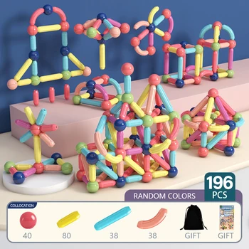 Magnētiskais Konstruktors Celtniecības Bloki, Dizainera Komplekts Magnēts Stick Stienis Bumbiņas Montessori Izglītības Rotaļlietas, Lai Bērniem, Bērniem Meitene Dāvanu