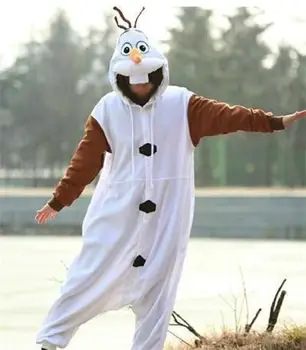 Anime Olaf Pieaugušo Sniegavīrs Kostīmu Pidžamu Cosplay Jumpsuit Pieaugušo Onesie Pidžamas Romper Puse Kleita
