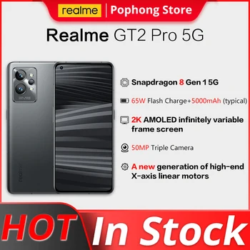 Realme GT 2 Pro 5G Mobilo Telefonu 6.7 Collu 2K AMOLED Snapdragon 8 Gen1 Octa Core 65W SmartCharge 50MP Triple Kamera, NFC