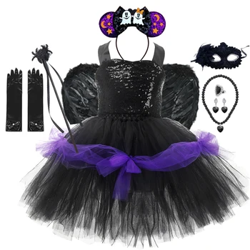 Baby Meitenes Halloween Cosplay Tilla Kleitas Maleficent Tutu Kleitu Bērniem, Bērnu Karnevāla Puse Drēbes, Apģērbi