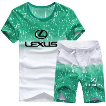 Vasaras Vīriešu T-krekls Lexus Automašīnas Logo Uzdrukāts Modes Vīriešu Īsām piedurknēm Gadījuma augstas kvalitātes Vīriešu T-krekls + bikses 2-piece set