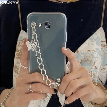 Skaidrs, Ķēdes, Aproces Tālrunis Case For Samsung Galaxy A7 A5 A6 A8 Plus 2018 A9 Pro 2019 A3 2017 Silikona Caurspīdīgu Aizmugurējo Vāciņu