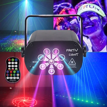60 128 Režīmi Mini RGB LED Disko Grupa Gaismas DJ Lāzera Projektoru, USB Uzlādējams, UV Lampas, Iekštelpu Dzimšanas dienu Mājās Ziemassvētku Puse