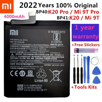 100% Oriģinālās Rezerves Akumulatoru BP41 BP40 Par Xiaomi Redmi K20 Pro Mi 9T Pro Mi9T Redmi K20Pro Premium oriģinālo Akumulatoru 4000mAh