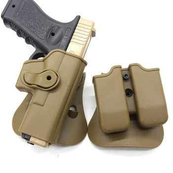 Taktisku Ieroci Makstī Airsoft Medību Pistole Makstī Josta Vidukļa Maksts 9mm Dubultā Magazine Maisiņa Turētājs Glock 17 19