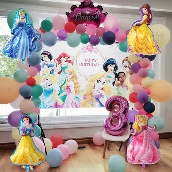 1Set Disney Princess Folija Baloni Skaits 1-9 Vainags Arku Komplekts Lateksa Balonu Meitene, Dzimšanas dienu, Bērnu Duša Puse Dekori, Dāvanas