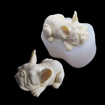 1pc DIY Cepšanas Veidnē Silikona Suņu 3D Kūka Šokolādes Konfektes Veidnes Dzīvniekiem Kucēns, Ziepes, Sveces Sīkfailu Miega Puse