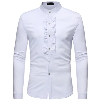 Kāzu Krekls Lacework Elegantu Kleitu, Uzvalku, Kreklu, Lai Cilvēks Melna Balta Plus Izmērs 3XL Eiropas American Elegants Vīrietis, Smokings, Krekls Jaunas