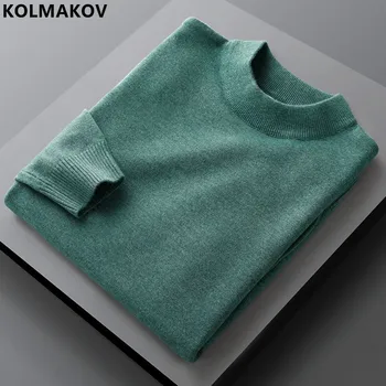 2022. gada Rudens/Ziemas Jauno Vīriešu Modes Gadījuma tīrtoņa Krāsu garām Piedurknēm Apakšā Krekls Vīriešu Casual Slim Izmērs, Augstas Kvalitātes Džemperis 4XL
