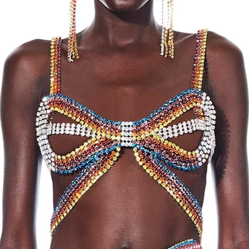 Stonefans Multicolour Loku Krūtīm, Ķēdes Juvelierizstrādājumu Josta Modes Sieviešu apģērba Piederumus, Jauna Apakšveļa Rave Pārspīlēt Bikini