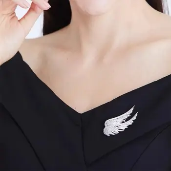 Rhinestone Eņģeļa Spārnus Broša Sievietes Luksusa Sajūtu Broša Korejiešu Stilā Broša Uzvalku, Mēteļu Apkakles Pin Sieviešu Auduma Piederumi