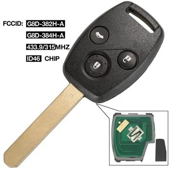 jingyuqin G8D-382H-A/G8D-384H-Auto Remote Key fit Honda Accord Elements CR-V, HR-V, Pilsēta Odyssey Civic 3 Pogas 433.9/315Mhz