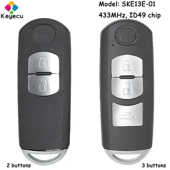 KEYECU Smart Tālvadības pults, Auto Atslēgu Ar 2 3 Pogas 433MHz ID49 Čipu priekš Mazda CX-5 Fob Modelis: SKE13E-01 CMIIT ID: 2011DJ5486