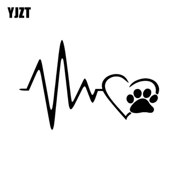 YJZT 15,5 CM*13.1 CM sirdsdarbību Ķepu Suns, Kaķis Pet Mīļāko Dzīvnieku Mākslas Auto Uzlīme Apdare Melna/Sudraba C2-3107