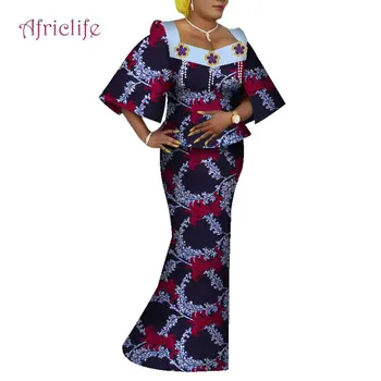 Svārki Kostīmi Puse Kāzu Gadījumā, Kleitas Eleganta Dāma, Īpaša Dizaina 2 gab Āfrikas Vasks, Kokvilnas Sieviešu Apģērbu WY5970
