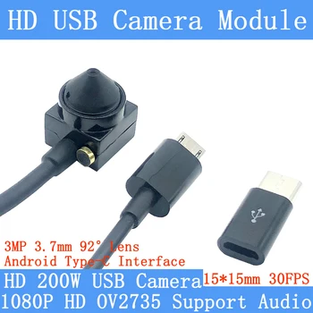 Full HD Plug and play 2MP, 30 kadri sekundē lielu Ātrumu 92° USB Kameras Modulis 1080P Mini CCTV Kamera, Android Tips-C Interface Atbalsts Audio