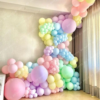 175pcs Pastelis Macaron Krāsu Balonu Vainags Matēts Rainbow Gaisa Globos Komplekts Pieaugušo Kāzu Baby Duša, Bērnu Dzimšanas dienas svinības Dekori