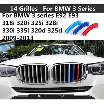 BMW 3 series E92 E93 318i 320i 325i 328i 330i 335i 320d 325d 2009. - 2013. gadam 3D M Priekšējā Režģa Apdares Lentes restes Vāka Uzlīmes
