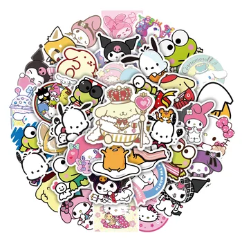 50 Gudrs Sanrio Hello Kitty un Viņas Draugiem Anime Uzlīmes, Ūdens Kausa Trolejbusa Lodziņā Uzlīmes DIY (do it yourself, Rotaļlietas, Kawaii Dāvanas Bērniem