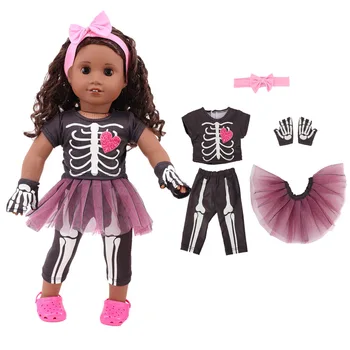 18 Collu Meitenēm Leļļu Apģērbs Skelets Kleita, Bērnu Lelles Svārkiem 43cm Bērniem Meitene Dāvanas