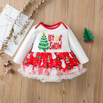 Chrismas Gudrs Jaundzimušais Zīdainis Infant Baby Girl Dress Santa Claus Tilla Kleita Tērpiem Tērpu, Ikdienas Apģērbu, 3-18Months