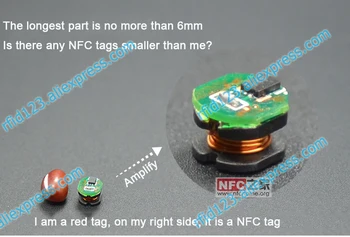 Mini Izmērs 6mm NFC Tagu Mazs Sarkano Pupiņu Mini NFC SIC43N1F 888 baiti