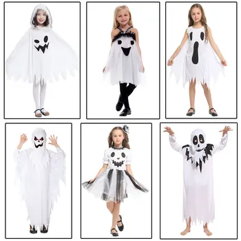 Karnevāla Halovīni Scary Cosplay Kostīmi Bērniem Bērniem Balto Spoku Tērpu Cosplay Tērpu Zēniem Meitenes Maskēties Colthing