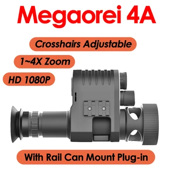 Megaorei 4A Nakts Redzamības Jomu Portatīvo Medību Kamera, 1080P Aizmugures Redzesloka Pievienotu Pielikumu, 4X Digitālo Tālummaiņu, Full Screen