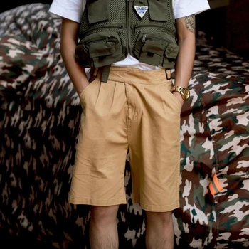Ir 2021. Vintage Armijas Zaļā Vasaras Vienkāršā Streetwear Utility Kravas Šorti Vīriešiem Gurkha Bikses ar Regulējamiem Waistbelt