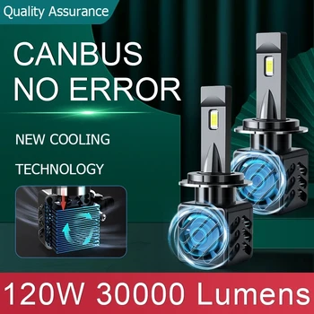 30000LM 6000K Balts HB3 HB4 9005 9006 H1, H7, H4 H11 H13 9012 Spuldzes Canbus Led Auto Lukturu 120W 12V