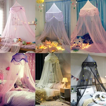 Bērnu Aizkaru Meitene Princese Dome Mosquito Net Bērnu gultiņa Gulta Ieskaita Vainagu iestieptie Griesti Gulēt Teltī telpu Dekorēšana
