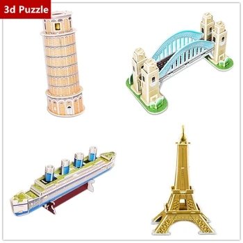 3D Puzzle Papīra Modeļu Veidošanas Komplekts Karikatūra Tūristu apskates objekts, Puzzle Attēlu Izglītības Rotaļlietas, Bērnu Dzimšanas dienas, Ziemassvētku Dāvanas