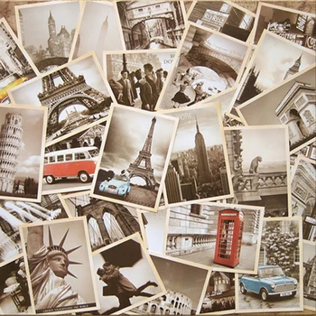 Vintage Pastkartes 32pcs/set Retro Stilā Klasiskā Slaveno Eiropa Ēka Fancyoung Ceļojumu Plakātu, Apsveikumu Kartiņas Dāvanu Kolekcionējamus