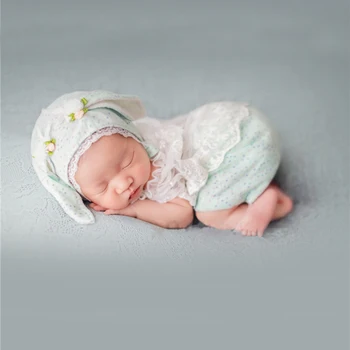 Baby Girl Fotogrāfiju, Kostīmu Gudrs Trušu Cepure Top Šorti 3 Gabals Jaundzimušo Pilns Mēness Simts Dienas Autonoma Modelēšana Suvenīru