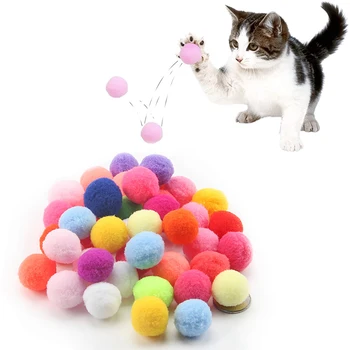 Kaķis Rotaļu Bumbiņas, Mīksts Kaķēns Pompon Rotaļlietas Iekštelpu Kaķiem Interaktīvā Spēlē Kluss Bumbu Kaķi Mīļāko Rotaļlietu Asorti Izlases Krāsa