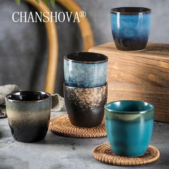 CHANSHOVA 150ml Ķīnas retro Roku darbs Krāsns mainīt tekstūras, Augstā temperatūrā apdedzinot Keramikas teacup kafijas tasi Porcelāna H244