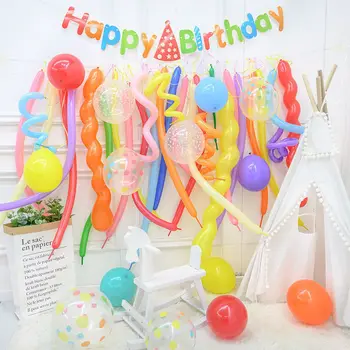 Krāsains laimes Dzimšanas dienā, Vainags Komplekts Ilgi Balonu Komplekts Baby Dušas Golobs Rotājumus Bērniem 1. Dzimšanas dienu Balonu Dekori Meitene dod priekšroku