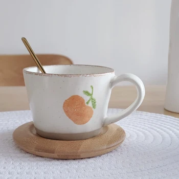 Vintage Keramikas Krūze Apelsīnu Augļu Jautrs Drukāšanas Tējas Tase 360ML Mazā Mājas Birojā Retro Gudrs Kawaii Porcelāna Piena Kafijas Tasi