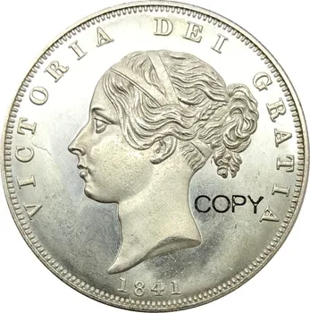 Lielbritānijas 1/2 Crown Victoria jauno galvu 1841 Cupronickel Pārklājumu Sudraba Monētu Kopijas