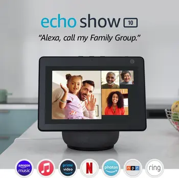 Sākotnējā Echo Show 10 (3rd Gen), HD Smart Displejs Ar Kustību un Alexa Balss Palīgs Gudrāku Mājas Pc