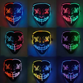 Cosmask Halloween Neona Maska Gaismas Jauktu Krāsu Led Maska Puses Masku Masque Maskas, Kas Spīd Tumsā Šausmu Maska Kvēlojošs Masker