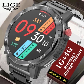 LIGE 4 GB Lielu Atmiņas Smart Skatīties Vīrieši HD Ekrāns Sporta Aproce Pielāgošanas Skalu, IP68 Ūdensnecaurlaidīga Aproces Bluetooth Zvanu Smartwatch