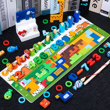 Bērniem, Montessori Izglītības Koka Rotaļlietas Pirmsskolas Skaitīšanas Ģeometrija Aizņemts Galda Spēles Šķirošanas Atbilstošas Zvejas Rotaļlietas Bērniem