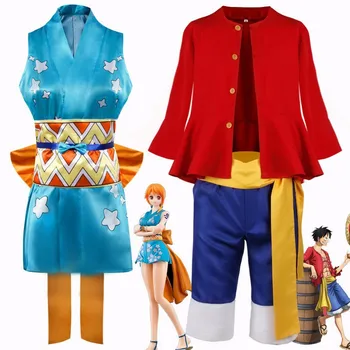 Anime Cosplay Kostīmu Viens Gabals Nami Cos Uzvalks Luffy Salmu Cepure Grupas Anime Sailor Drēbes