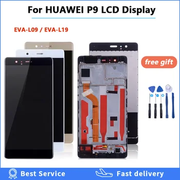 Augstas Kvalitātes LCD Displejs Priekš HUAWEI P9 Touch Screen Digitizer ar Rāmi HUAWEI P9 Displejs EVA-L09 EVA-L19 LCD Nomaiņa