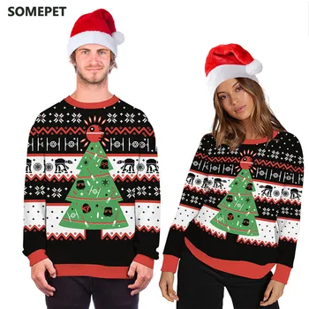 Ziemassvētku Džemperis Vīriešiem, Sievietēm Crewneck Brīvdienu Ziemassvētki Krekls 3D Funny Ziemassvētku Džemperi, Topi Pāris Plus Izmēra Apģērbu